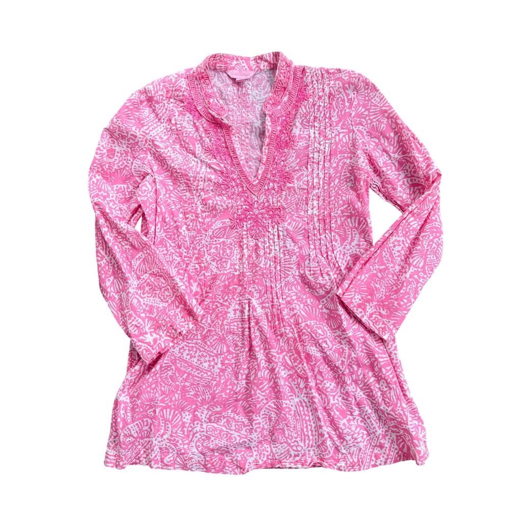 Lilly Pulitzer Pink Beaded tunic Size Small